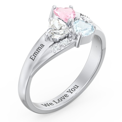 Heart Cluster Mother's Ring with Accents