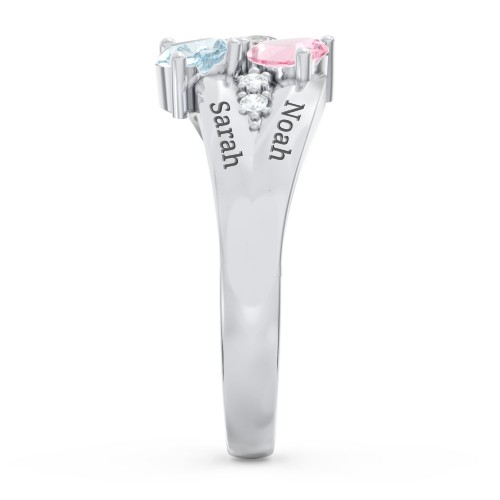 Heart Cluster Mother's Ring with Accents