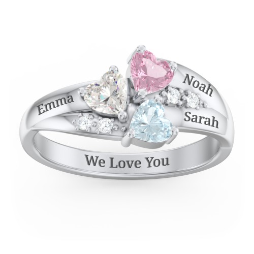 Heart Cluster Mother's Ring with Accents