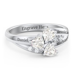Heart Cluster Ring with Accents in 925 Sterling Silver with Diamond and Cubic Zirconia