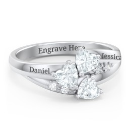 Heart Cluster Ring with Accents in 925 Sterling Silver with Aquamarine