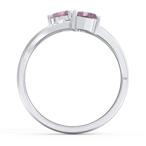 Heart Cluster Ring with Accents – Sterling Silver with Alexandrite and Cubic Zirconia