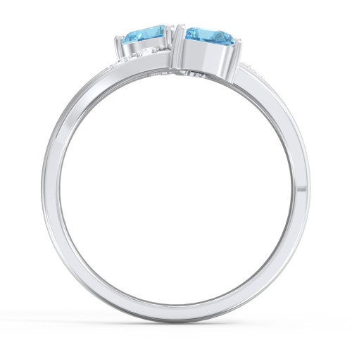 Heart Cluster Ring with Accents – Sterling Silver with Blue Topaz and Cubic Zirconia