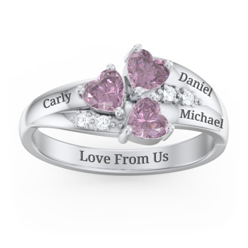 Heart Cluster Ring with Accents – Sterling Silver with Alexandrite and Cubic Zirconia