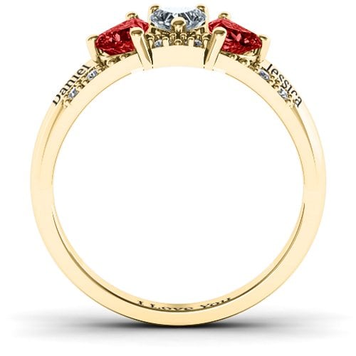 Tripartite Heart Gemstone Ring with Accents