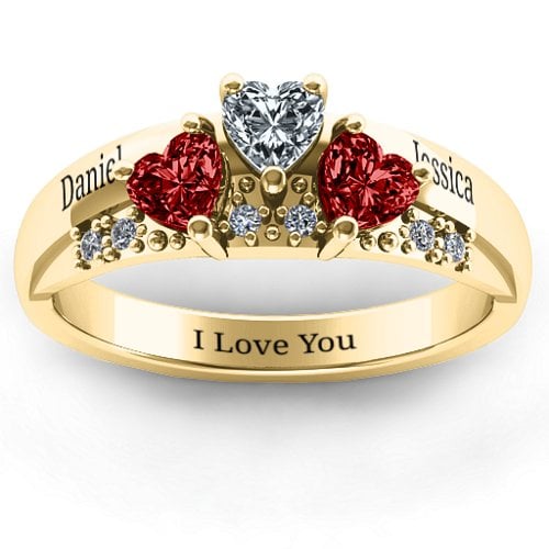 Tripartite Heart Gemstone Ring with Accents