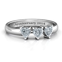 Triple Heart Stone Ring