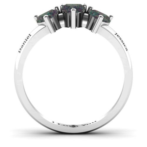 Triple Heart Stone Ring – Sterling Silver with Alexandrite