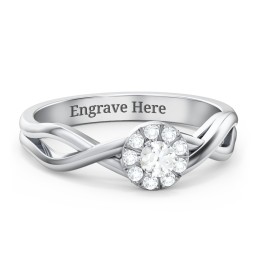 Braided Floral Cluster Ring in 925 Sterling Silver with Cubic Zirconia