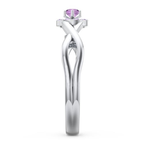 Braided Floral Cluster Ring – Sterling Silver with Amethyst and Amethyst Premium Zirconia
