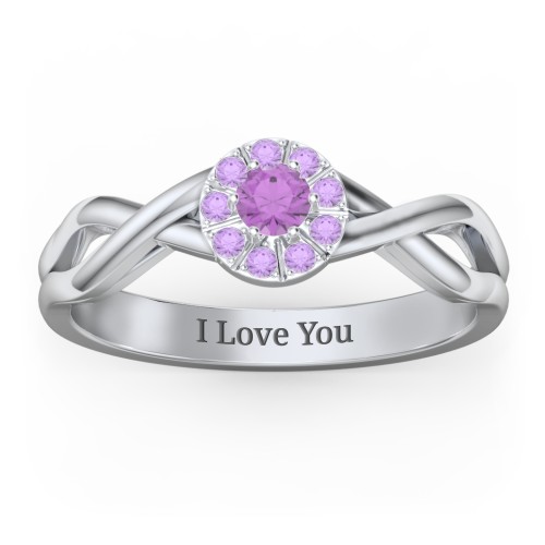 Braided Floral Cluster Ring – Sterling Silver with Amethyst and Amethyst Premium Zirconia