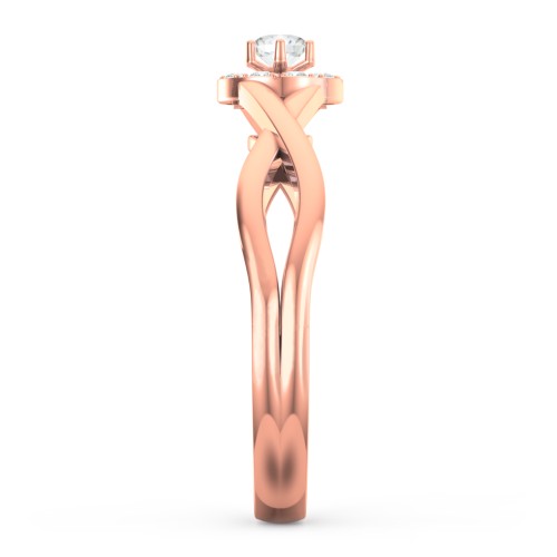 Braided Floral Cluster Ring – 10K Rose Gold with Cubic Zirconia and White Premium Zirconia
