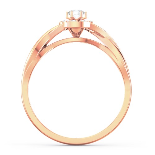 Braided Floral Cluster Ring – 10K Rose Gold with Cubic Zirconia and White Premium Zirconia