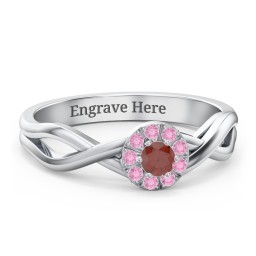 Braided Floral Cluster Ring in 925 Sterling Silver with Garnet and Red Premium Zirconia