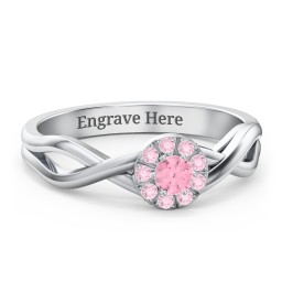 Braided Floral Cluster Ring in 925 Sterling Silver with Pink Tourmaline and Fancy Pink Premium Zirconia