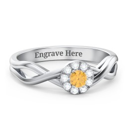 Braided Floral Cluster Ring in 925 Sterling Silver with Citrine and White Premium Zirconia