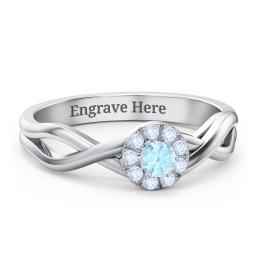 Braided Floral Cluster Ring in 925 Sterling Silver with Blue Topaz and Fancy Blue Premium Zirconia