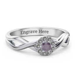Braided Floral Cluster Ring in 925 Sterling Silver with Alexandrite and Black Premium Zirconia