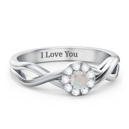 Braided Floral Cluster Ring in 925 Sterling Silver with Opal and White Premium Zirconia