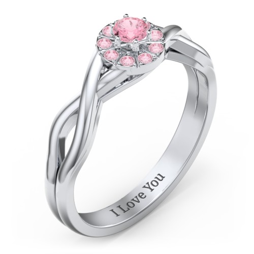 Braided Floral Cluster Ring – Sterling Silver with Pink Tourmaline and Fancy Pink Premium Zirconia