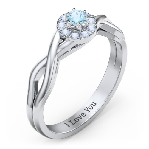 Braided Floral Cluster Ring – Sterling Silver with Blue Topaz and Fancy Blue Premium Zirconia