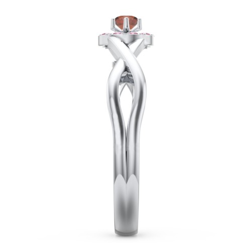 Braided Floral Cluster Ring – Sterling Silver with Garnet and Red Premium Zirconia