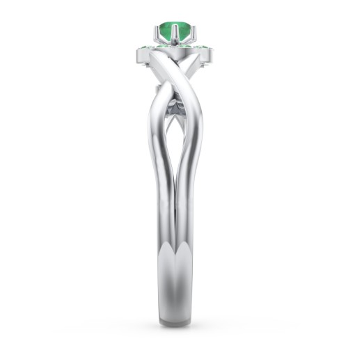 Braided Floral Cluster Ring – Sterling Silver with Emerald and Green Premium Zirconia