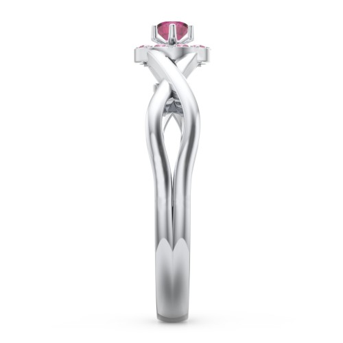 Braided Floral Cluster Ring – Sterling Silver with Ruby and Red Premium Zirconia