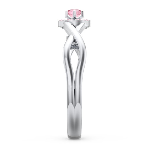 Braided Floral Cluster Ring – Sterling Silver with Pink Tourmaline and Fancy Pink Premium Zirconia