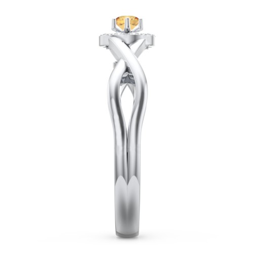 Braided Floral Cluster Ring – Sterling Silver with Citrine and White Premium Zirconia