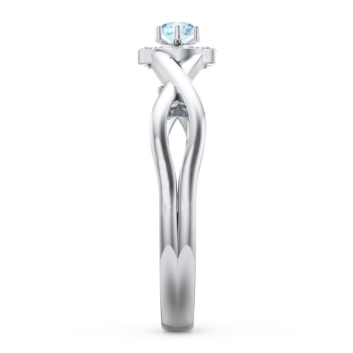 Braided Floral Cluster Ring – Sterling Silver with Blue Topaz and Fancy Blue Premium Zirconia