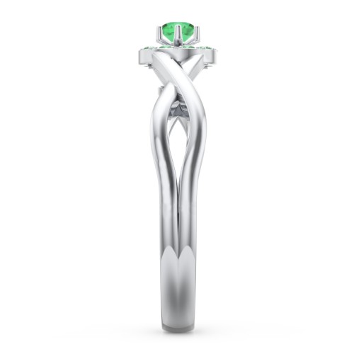 Braided Floral Cluster Ring – Sterling Silver with Emerald and Green Premium Zirconia