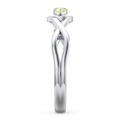 Braided Floral Cluster Ring – Sterling Silver with Peridot and Fancy Yellow Premium Zirconia