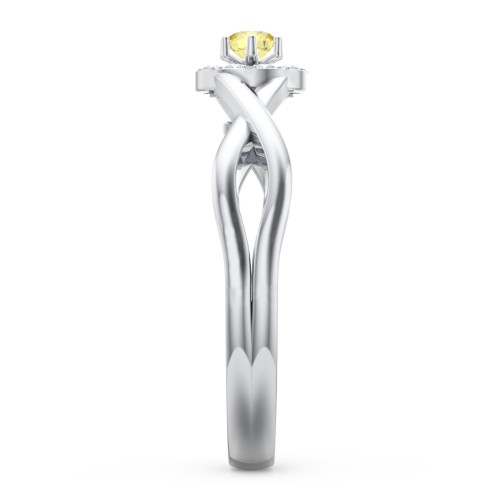 Braided Floral Cluster Ring – Sterling Silver with Citrine and White Premium Zirconia