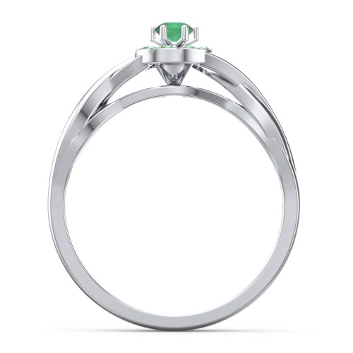 Braided Floral Cluster Ring – Sterling Silver with Emerald and Green Premium Zirconia