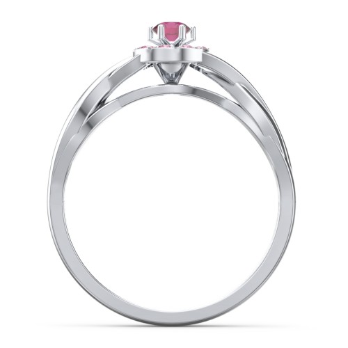 Braided Floral Cluster Ring – Sterling Silver with Ruby and Red Premium Zirconia