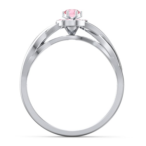 Braided Floral Cluster Ring – Sterling Silver with Pink Tourmaline and Fancy Pink Premium Zirconia