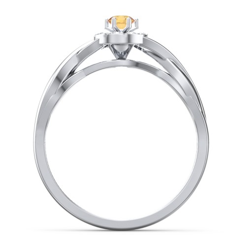 Braided Floral Cluster Ring – Sterling Silver with Citrine and White Premium Zirconia