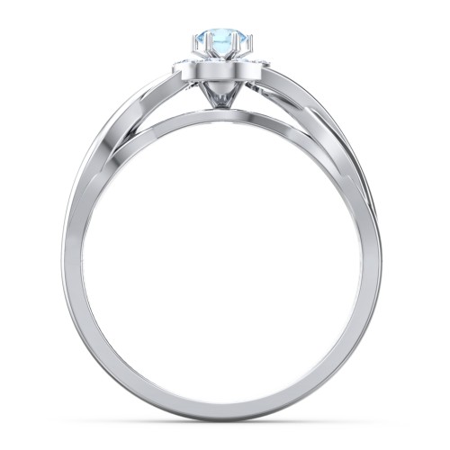 Braided Floral Cluster Ring – Sterling Silver with Blue Topaz and Fancy Blue Premium Zirconia