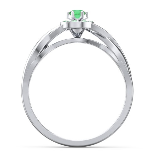 Braided Floral Cluster Ring – Sterling Silver with Emerald and Green Premium Zirconia