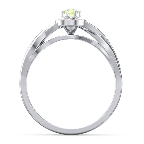 Braided Floral Cluster Ring – Sterling Silver with Peridot and Fancy Yellow Premium Zirconia