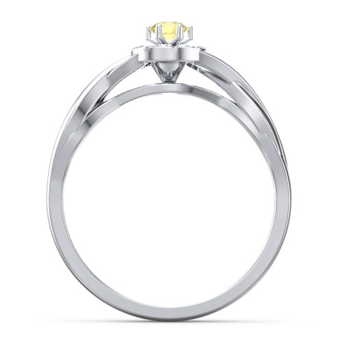 Braided Floral Cluster Ring – Sterling Silver with Citrine and White Premium Zirconia
