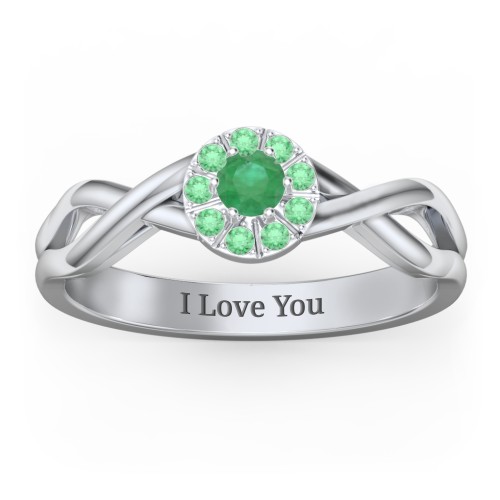 Braided Floral Cluster Ring – Sterling Silver with Emerald and Green Premium Zirconia