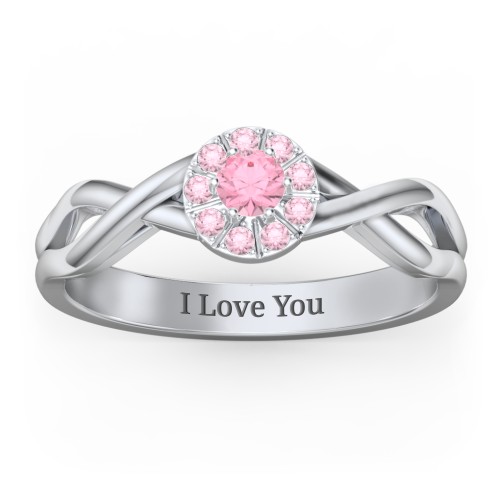 Braided Floral Cluster Ring – Sterling Silver with Pink Tourmaline and Fancy Pink Premium Zirconia