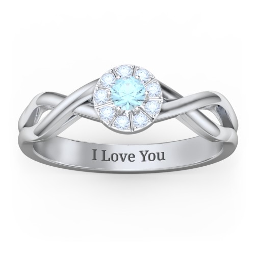 Braided Floral Cluster Ring – Sterling Silver with Blue Topaz and Fancy Blue Premium Zirconia