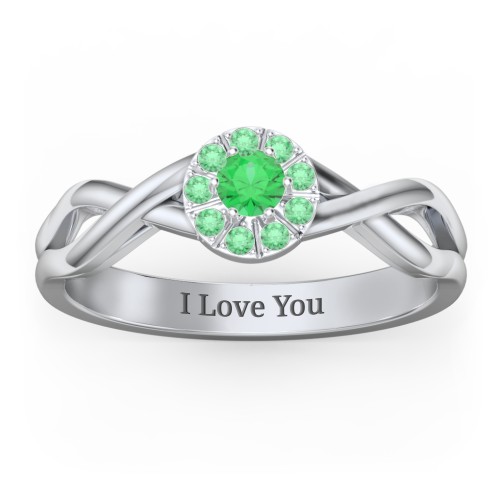 Braided Floral Cluster Ring – Sterling Silver with Emerald and Green Premium Zirconia