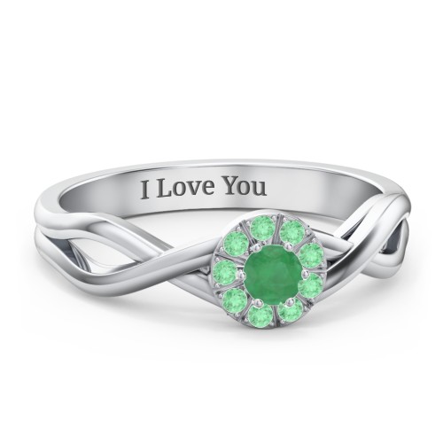 Braided Floral Cluster Ring – Sterling Silver with Emerald and Green Premium Zirconia