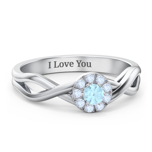 Braided Floral Cluster Ring – Sterling Silver with Blue Topaz and Fancy Blue Premium Zirconia