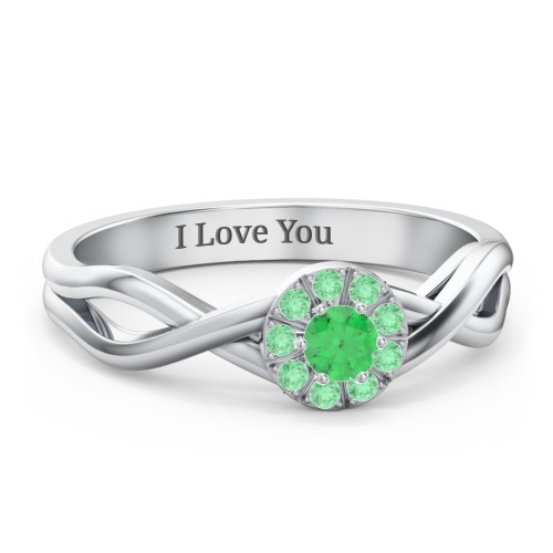 Braided Floral Cluster Ring – Sterling Silver with Emerald and Green Premium Zirconia
