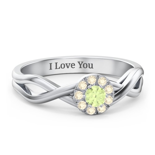Braided Floral Cluster Ring – Sterling Silver with Peridot and Fancy Yellow Premium Zirconia